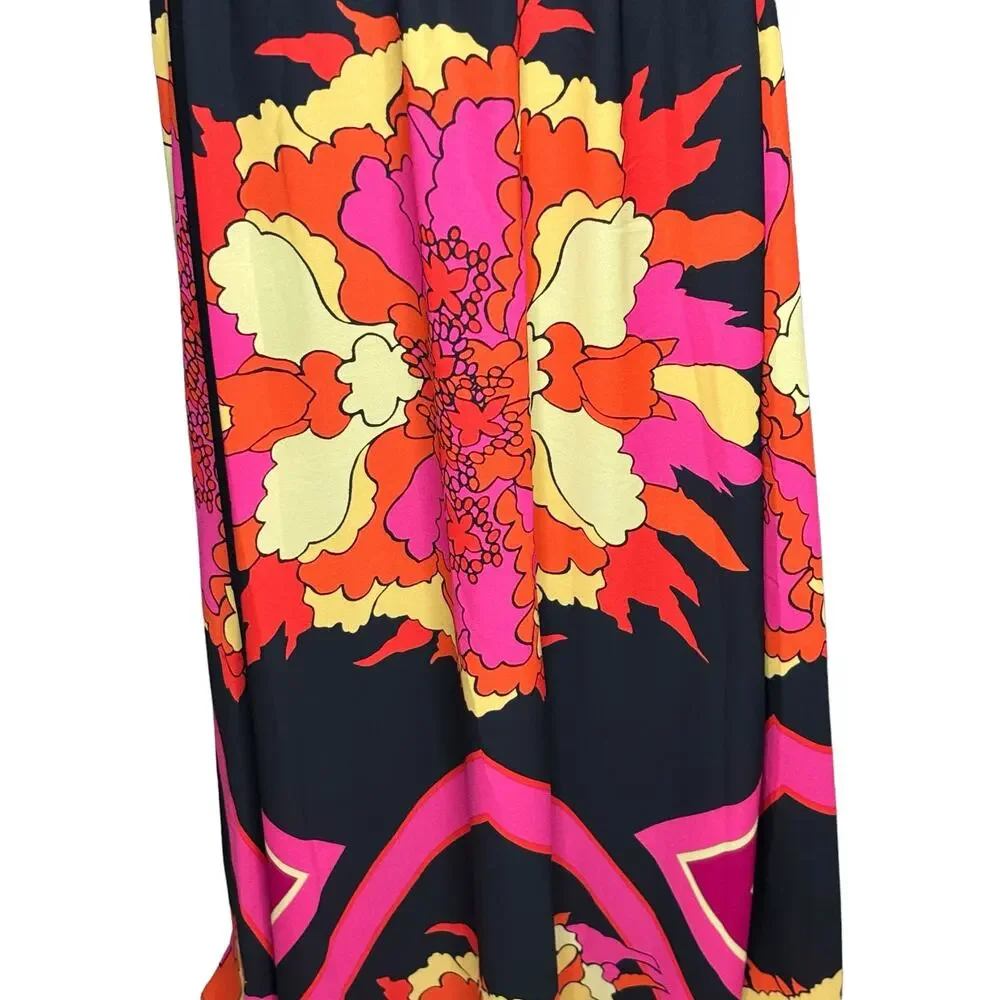 New York & Company Floral Midi Skirt Womens Pull On Elastic Waist Colorful 🌼 - Picture 4 of 8